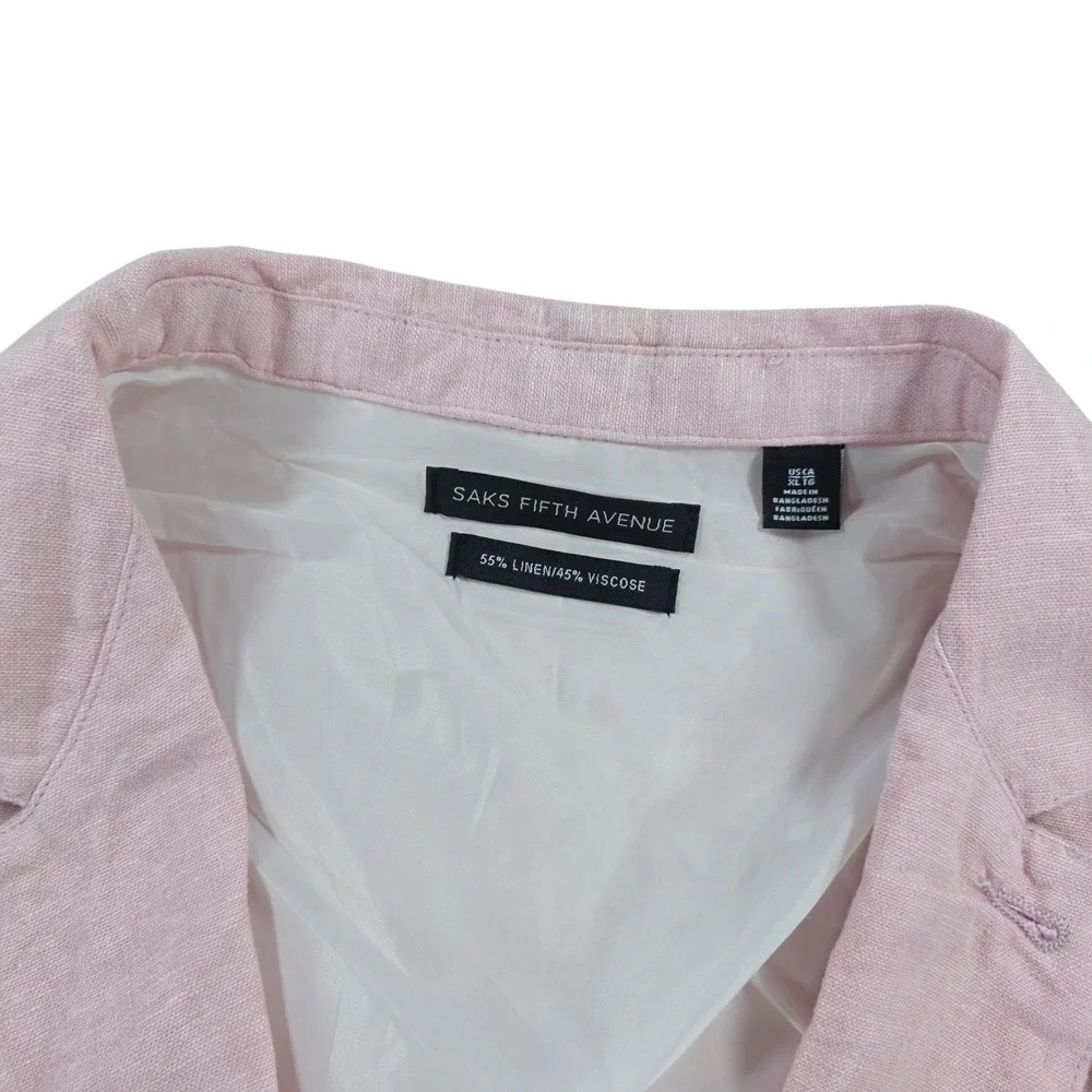 Saks Fifth Avenue Linen Blend Pink Blazer Sport Coat Pink XL Mens Sophisticated
